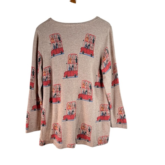 Shana Women’s Sweater Double Decker Red Bus Print Size Medium - Picture 2 of 5